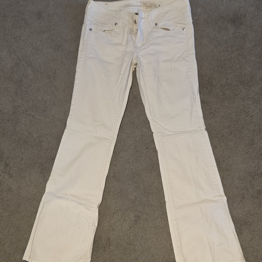 American Eagle Outfitters Women's Cream Boot Cut Jeans